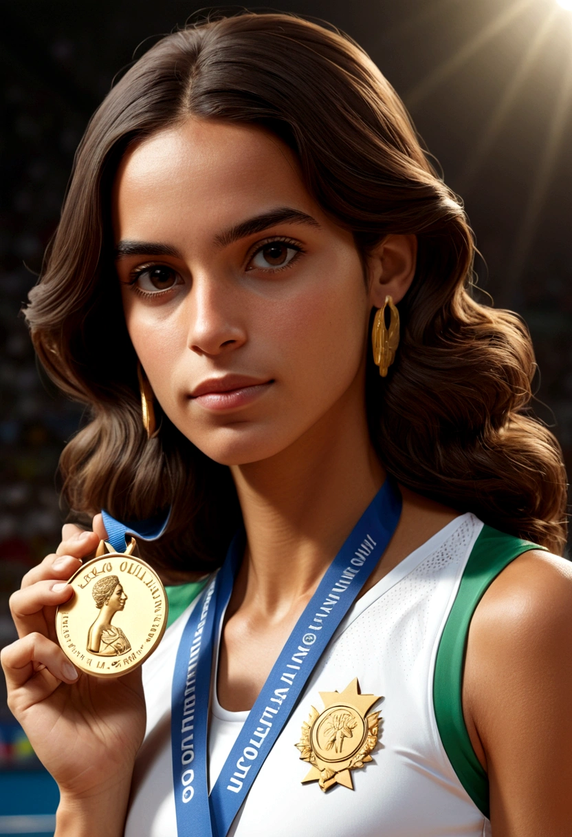 S António with a medal with the name Júlia Oliveira