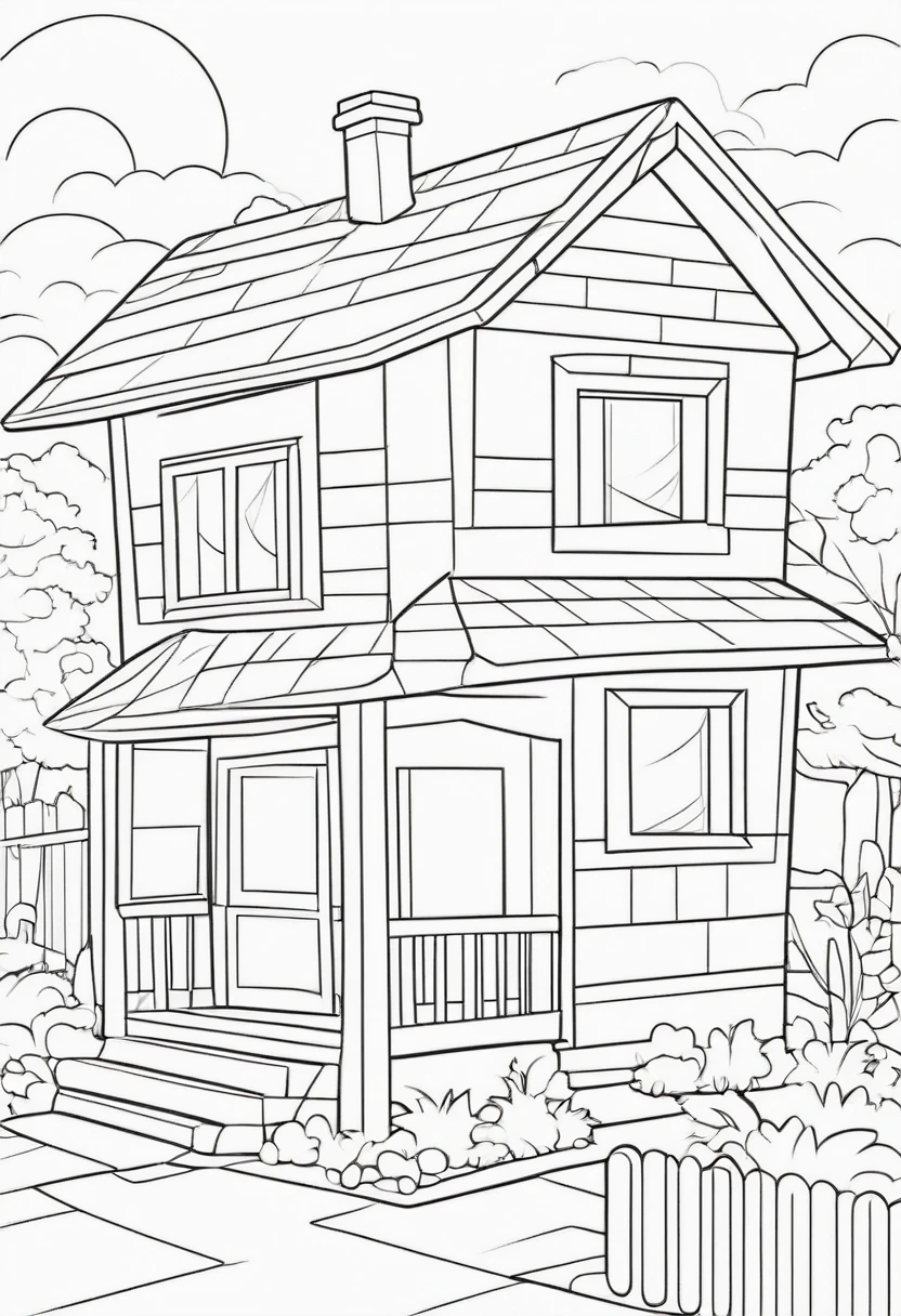 coloring page for ????, house cartoon style, thick lines