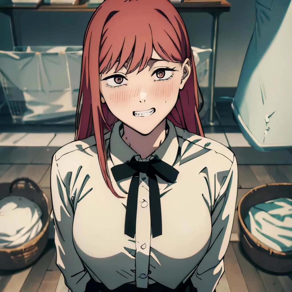 One girl,
Laundry room,washing machine, Laundry basket, a few underwears are in a Laundry basket,
hair,Color Hair Color, Small breasts、break,blush, bow, 赤いbow, Long sleeve, shirt, 襟付きのshirt, skirt, プリーツskirt, 黒いskirt, Small breasts,
{{{Face close-up}}},Upper Body,,Pay attention to the panties,Quality underwear,
Look down,View your viewers,
Panties as a gift,
Tabletop, Highest quality, , Absurd, Perfect Skin, Detailed skin texture, Ultra-detailed, 8K, Intricate details, Beautifully detailed face,High resolution,
 {{{Shadowed face}}}, mock, {{{Grit your teeth:1.2}}}, Grin, smile, Looking down at the viewer, masterpiece,Absurd, Beautiful detailed face when viewed from the front,