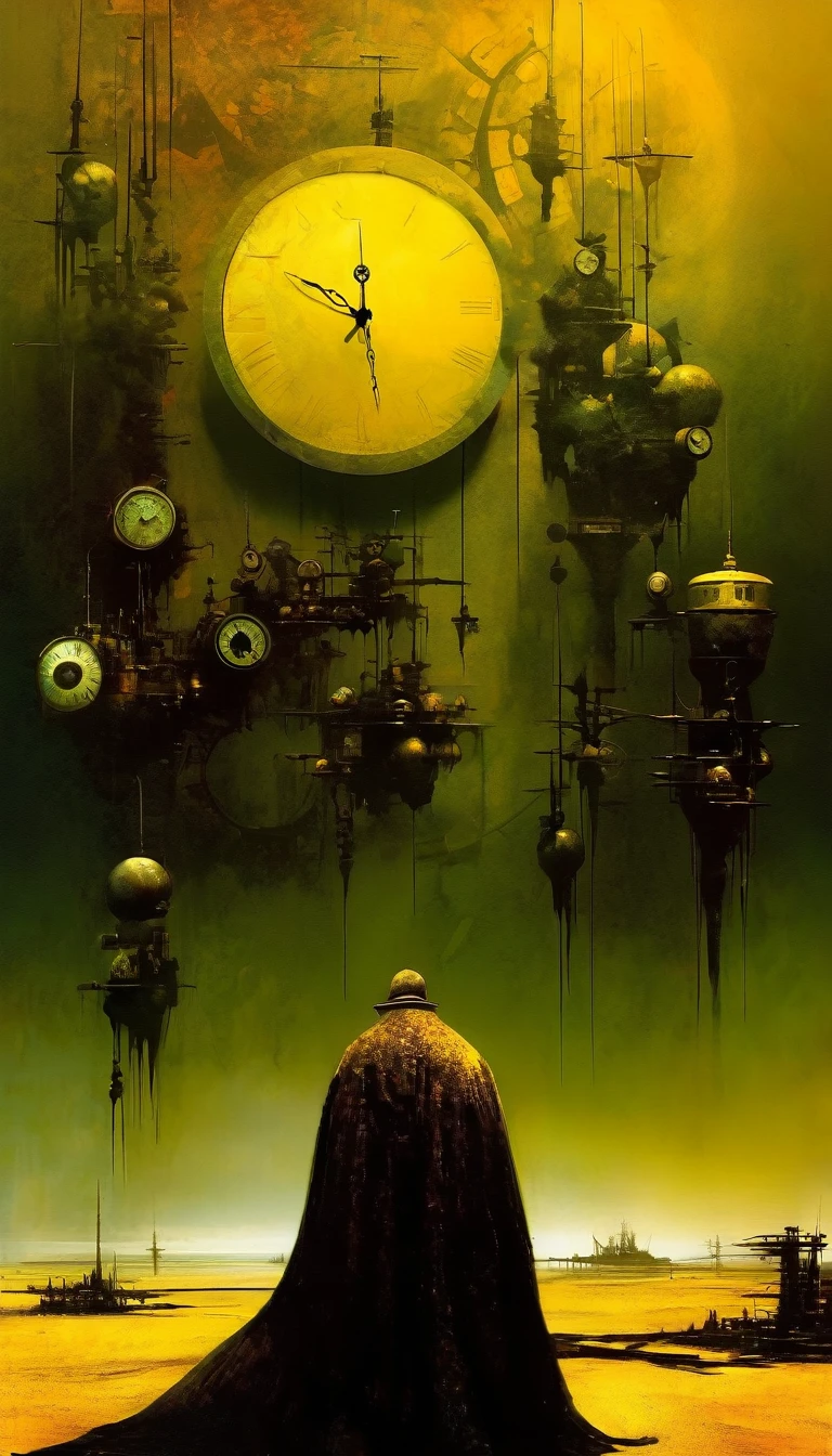 clockworld futuristic scene:1.5, Dave mckean art inspired