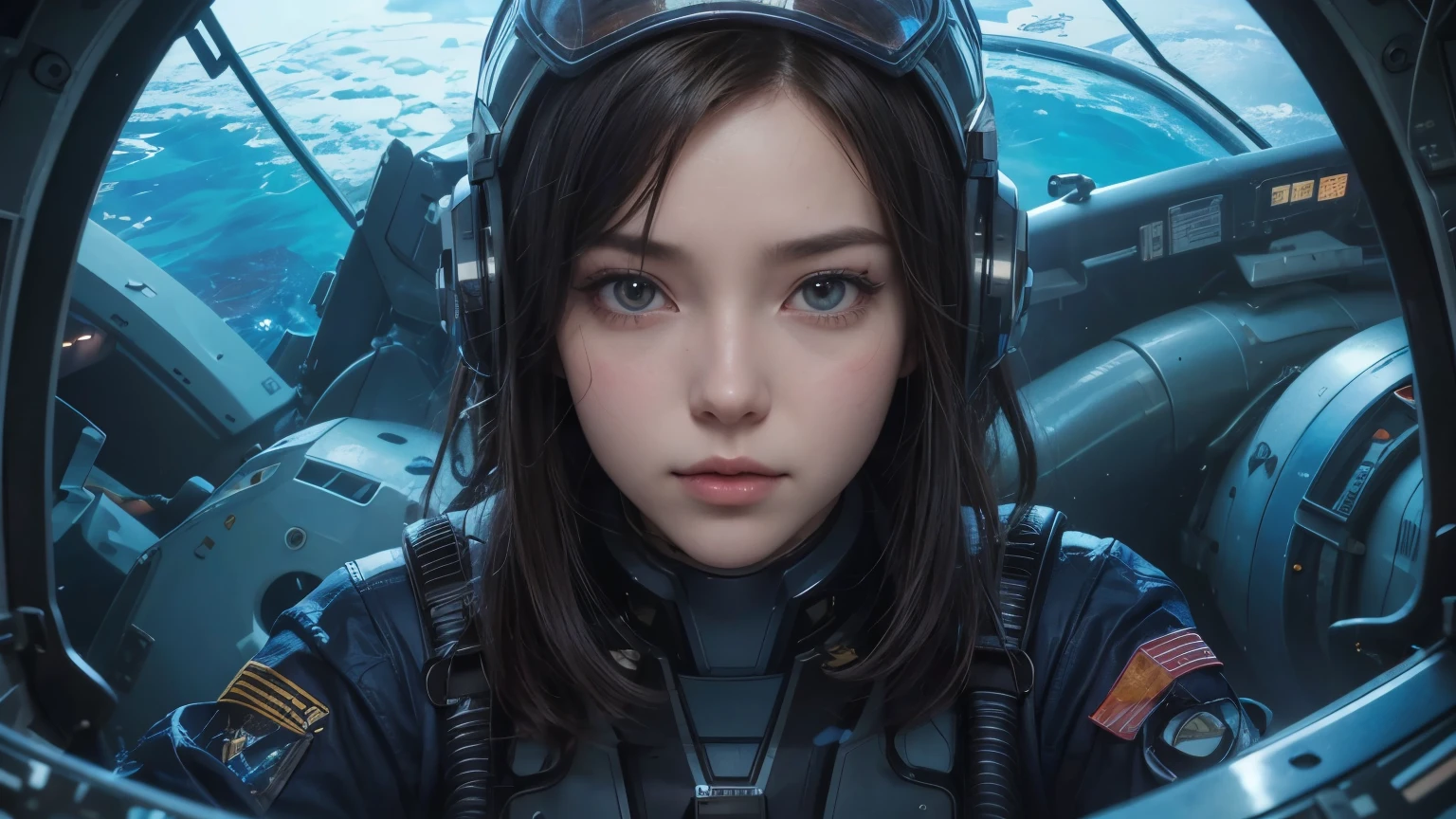 Close-up of a woman in a futuristic suit looking out a window, Portrait Anime Astronaut Girl, art gelm jsc, Vojtek Fuss, art gelm and atey ghailan, Armored astronaut girl portrait, Gweiz-style artwork, Detailed digital anime art, ig model | art gelm, makoto shinkai ( Apex Legends )