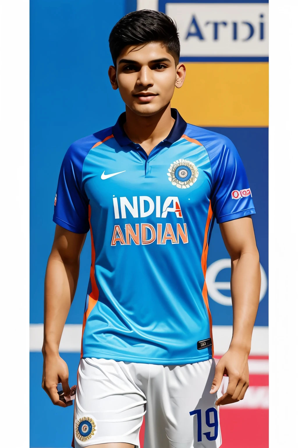 Create cartoon type shubman gill image with Indian jersey