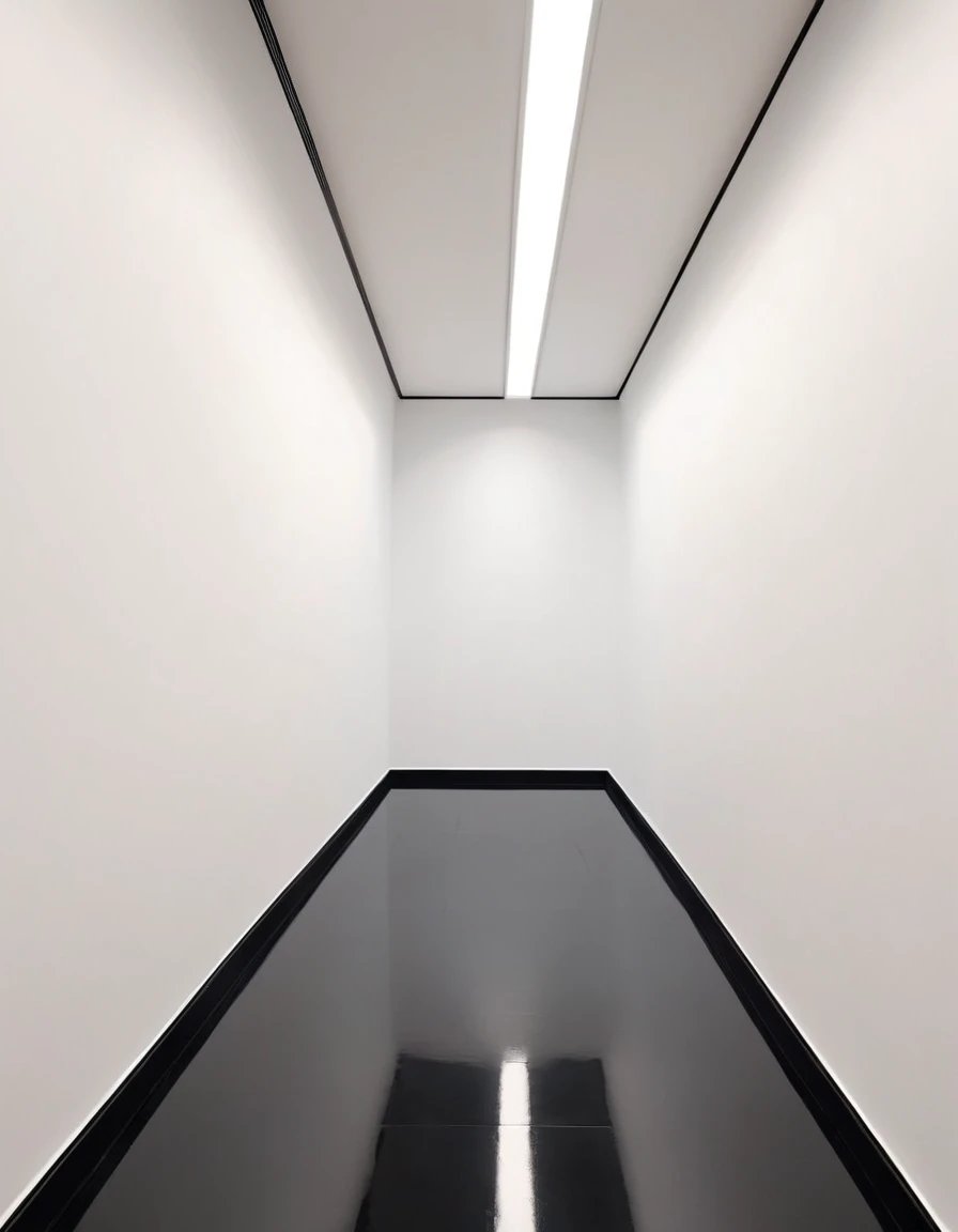 White wall, Black Floors, Simple Cartoon Style.