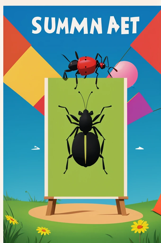 Create A4 size poster for a summer camp in that poster there is one important thing should be included which is 2 ant 1 in the right top corner and second ant should be in the left bottom corner create a poster which is simple to draw manually