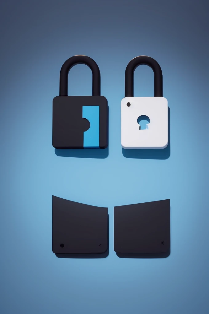 I want to create a SIMPLE logo, It has to be two colors, dark and light blue and a white padlock. I want the colors to have a gradient and the art has to be cartoon style