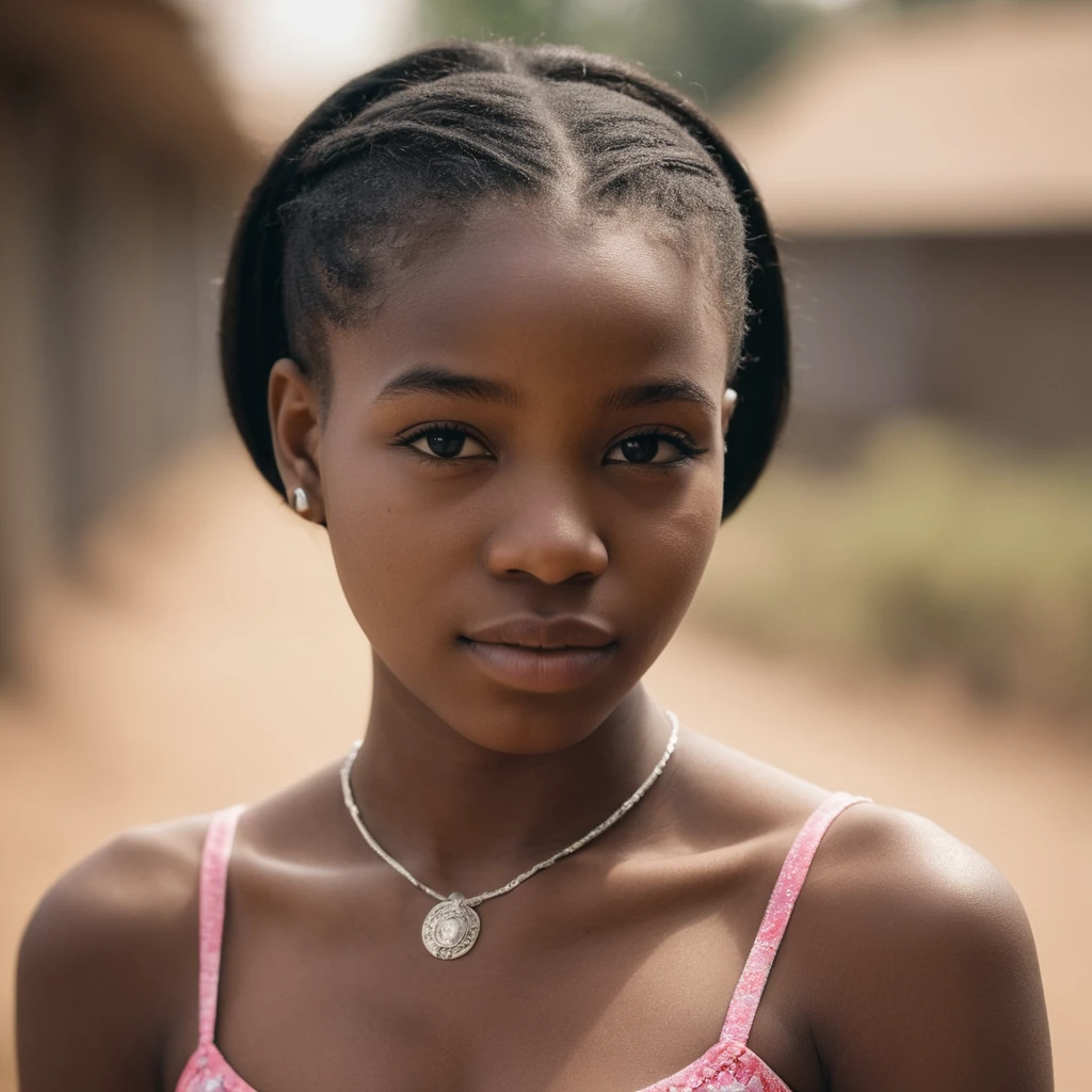 1girl, Nigerian, (photography, highly detailed:1.2), portrait, detailed face, upper body, shoulders, chest, teenager, cute, shy