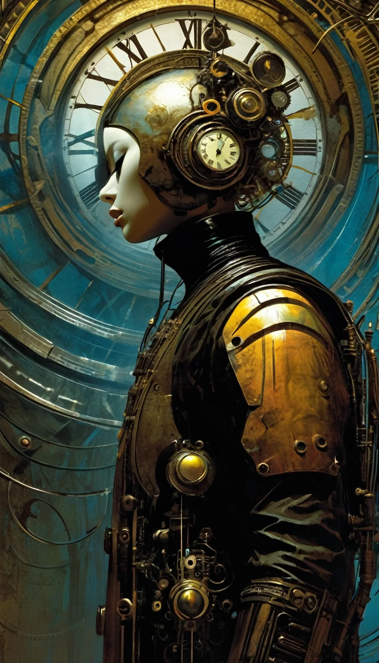 clockworld futuristic scene:1.5, Dave mckean art inspired
