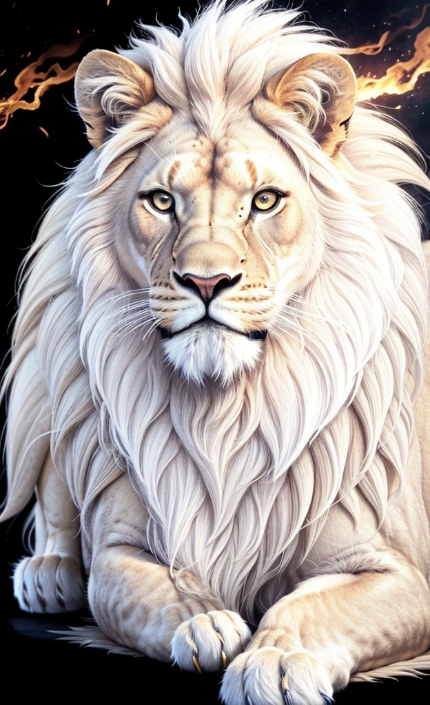 Lion, Divine Lion, naturals, naturals, ferocious, masculine, mighty, Lion dourado, white color, White Light, White Lion, off white, Lion off white, black andwhite, black and gold, detailed realistic face, Lion branco realista detalhado 8K, ultrarrealista 8K, Detailed realistic thunder energy, Detailed Realistic Strong Creature, Strong Creature, eyeballs, Lion macho, Rendering, photorrealistic, UltraHigh definition, 4K, detailed textures, thunder, detailed shadows, detailed colors, Bolts thunder, Celestial Electricity, thunders, Golden thunder, Lion realista, Ultra 16k realistic, 16k realistic, Realistic 16K sharpness, Texturas photorrealistics 16K, 16K Realistic Colors, powerful creature, Majestic power, Power of Heaven, Great Divine, detailed contrast, realistic contrast, high resolution, detailed colors, fire, villany, divine creature, 8K, realistic detailed, 16K, 8K, High definition, detailed contrast, realistic contrast, high resolution, detailed colors, fire, villany, divine creature, 8K, realistic detailed, posh,
