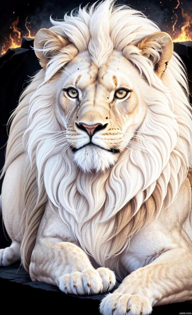 Lion, Divine Lion, naturals, naturals, ferocious, masculine, mighty, Lion dourado, white color, White Light, White Lion, off white, Lion off white, black andwhite, black and gold, detailed realistic face, Lion branco realista detalhado 8K, ultrarrealista 8K, Detailed realistic thunder energy, Detailed Realistic Strong Creature, Strong Creature, eyeballs, Lion macho, Rendering, photorrealistic, UltraHigh definition, 4K, detailed textures, thunder, detailed shadows, detailed colors, Bolts thunder, Celestial Electricity, thunders, Golden thunder, Lion realista, Ultra 16k realistic, 16k realistic, Realistic 16K sharpness, Texturas photorrealistics 16K, 16K Realistic Colors, powerful creature, Majestic power, Power of Heaven, Great Divine, detailed contrast, realistic contrast, high resolution, detailed colors, fire, villany, divine creature, 8K, realistic detailed, 16K, 8K, High definition, detailed contrast, realistic contrast, high resolution, detailed colors, fire, villany, divine creature, 8K, realistic detailed, posh,