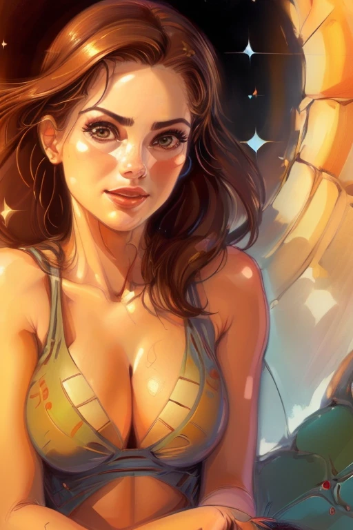 ((close-up of woman's face:1.4)),(rule of thirds:1.4),((hyper-realistic illustration:1.4)) Beautiful 20 yo Mediterranean woman, beautiful athletic figure, shapely toned legs, perfect round ass, natural perky breasts,(abs), ((long dark hair)), green eyes. (joy:1.4), sweet smile, mascara, dress, high heels. Masterpiece, best quality,(highly detailed:1.2),(detailed face and eyes:1.2), depth of field, 8k wallpaper, natural lighting, core shadows, high contrast, bokeh.