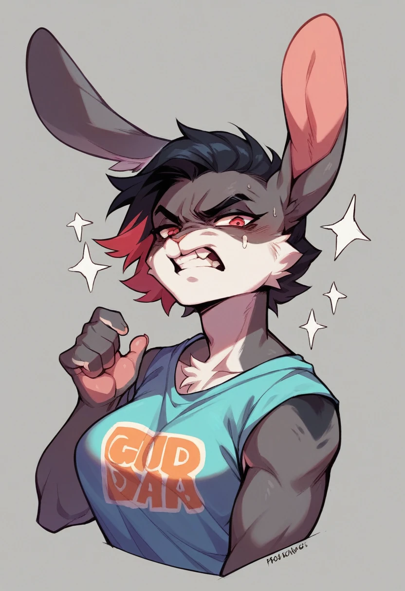 "Draw a logo of a gamer rabbit with an angry expression. Use a vibrant hot pink as the main color to make the bunny stand out.."
