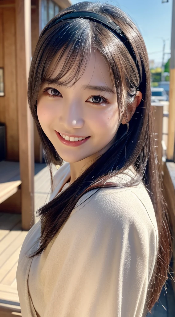 Full Body Angle、((highest quality, 8K, masterpiece: 1.3)), concentrated: 1.2, Cute girl 1,Nipples erect、 Perfect beauty: 1.4,Crisscross V-neck T-shirt, Casual summer short sleeve t-shirt: 1.2,Long sleeve、Randall Color、comics&Text Graphics、Black ruffle-trimmed drawstring zip blouse,1.1, Highly detailed face and skin textures, Fine grain, double eyelid, whitening skin, ,highest quality,Ultra-high resolution,you,1 girl,alone,_Shiny_skin,Iris,necklace,((Brown_length_Wavy_hair)),(lips)),eyelash,Front hair,deal with,compensate,Shiny,pore,skin texture,Large Breasts、smiling face、Front hair、garden、