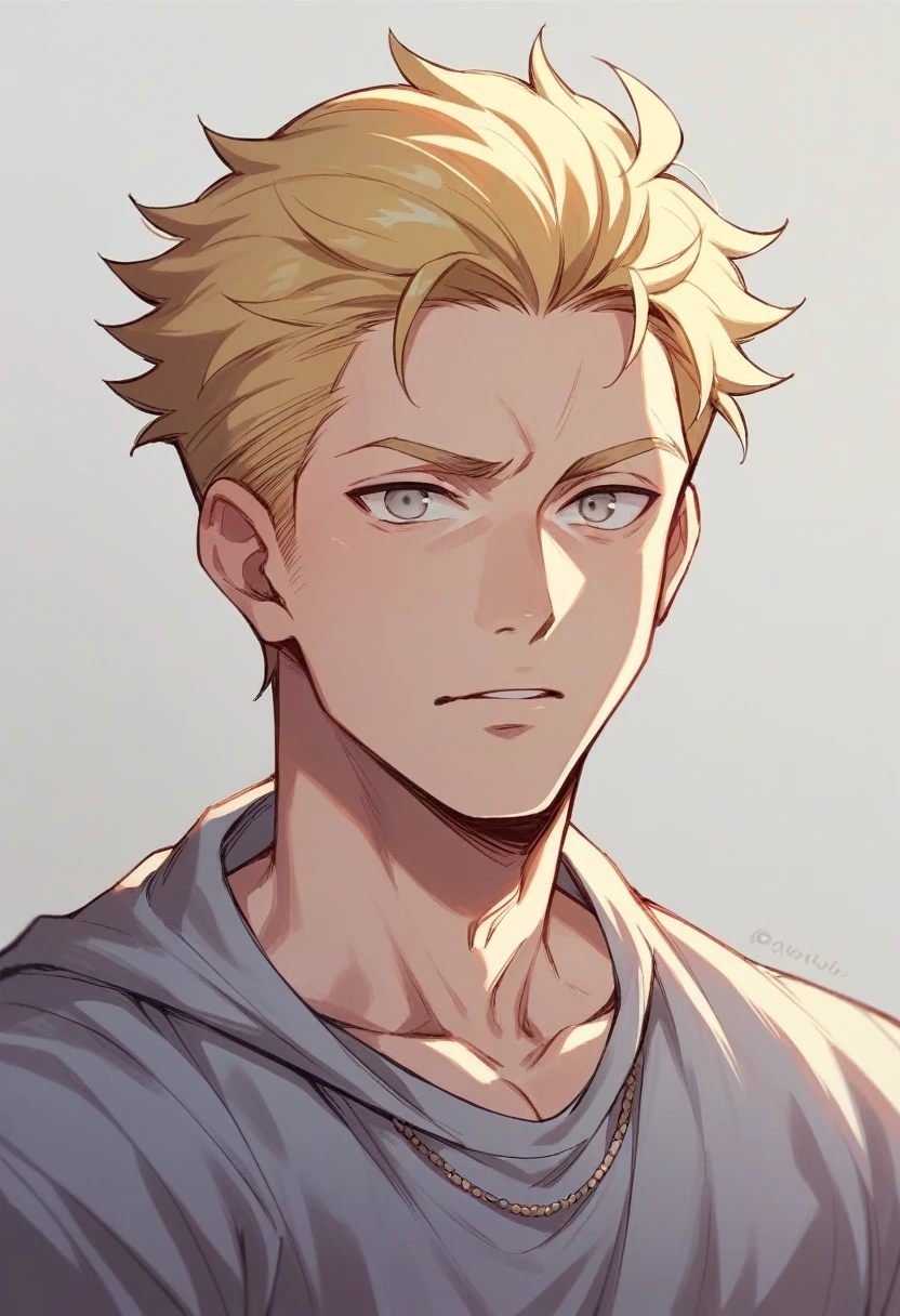 Create a boy from Boruto. Yellow middle hair, light purple-gray eyes.
