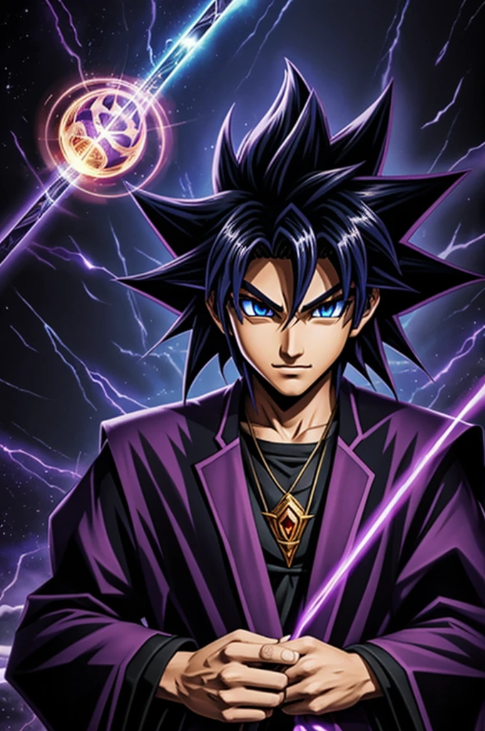 A fusion between a dark wizard and yugi oh