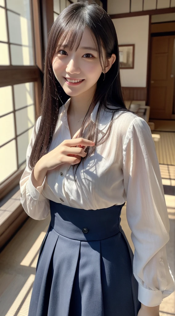 Professional Lighting,(Realistic:1.4), (Top image quality:1.0), (超High resolution:1.0), 8K, Raw photography, (masterpiece:0.2), (Dealing with the Children_v1:0.5)、(highest quality Detail:1.2)、Realistic、8K Ultra HD、High resolution、Super detailed、High quality textures、Intricate details、detailed、quality shadows、detailed Beautiful and delicate face、Ray Tracing,1 Girl, Japanese Girls, (Natural smile:1.4),Cute things, ,whole body,Clear,街中でwhole body映ったphotograph,Long skirt,Black shirt,18-year-old,Rendered in a Realistic style with great attention to detail, High resolution images.Sky Porn, Magic Hour, (Realistic:1.3), finely, quality, (Tabletop:1.2), (Realistic:1.2), (highest quality), (複雑なdetailed), dramatic, Ray Tracing, photograph, +roller ,Eliminate the AI feel,Natural feel,Be more human