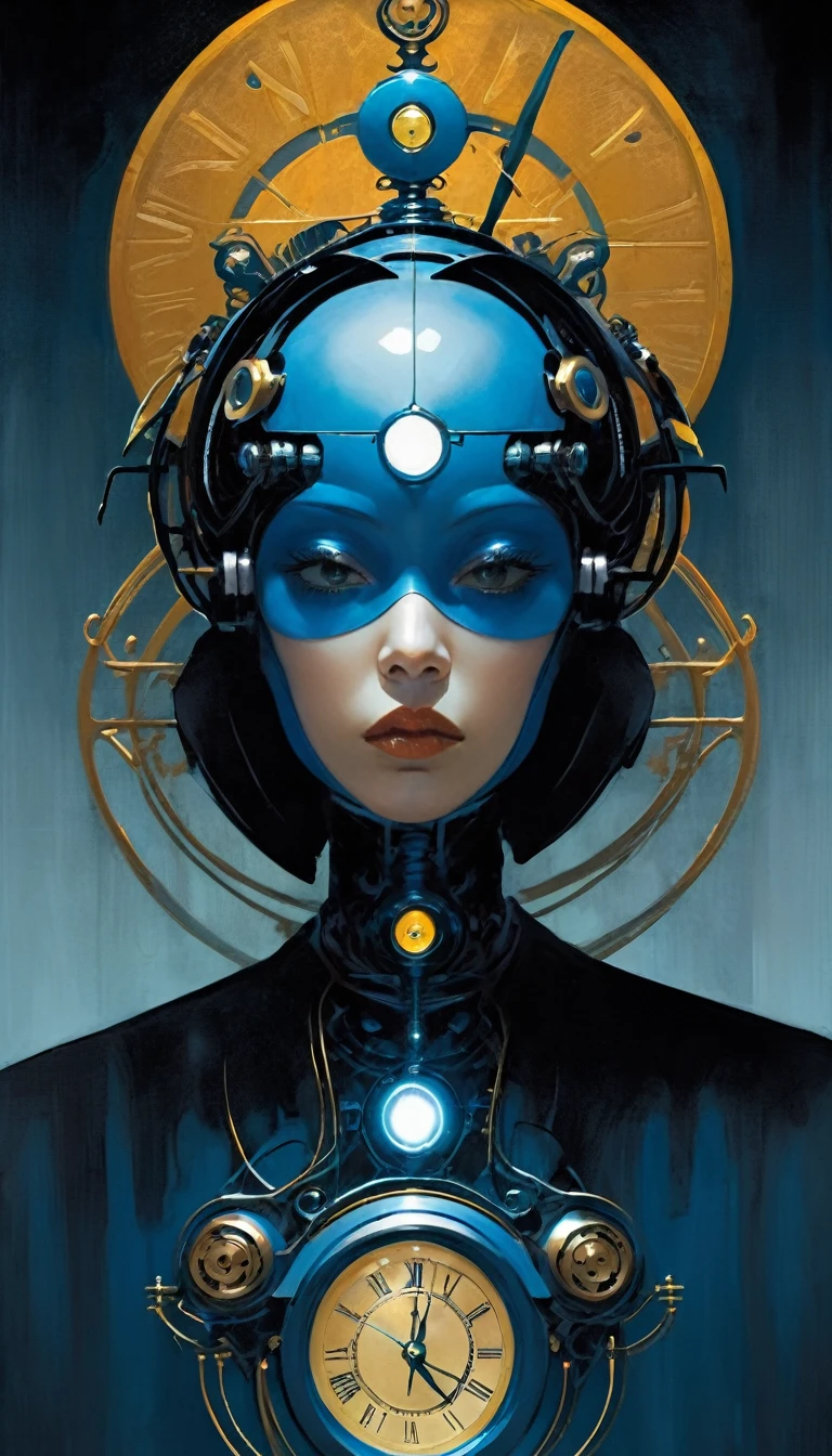 clockworld futuristic scene:1.5, Dave mckean art inspired
