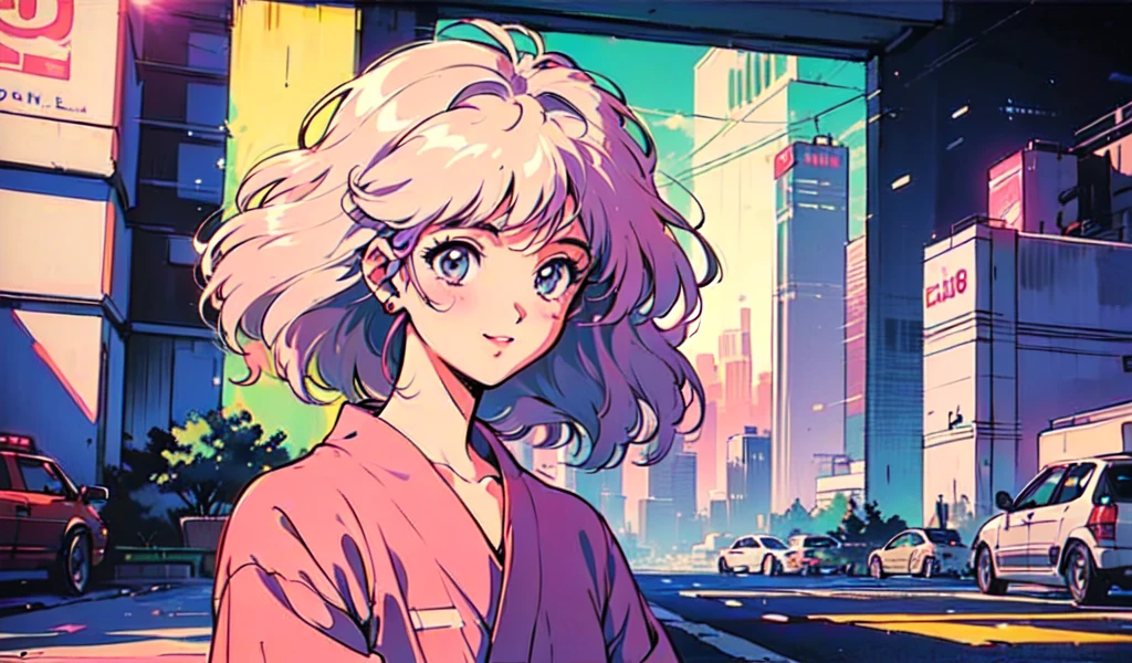 (80s, retro, city pop: 1.5), (album jacket), (famous song, highest quality), (anime, illustration), (pastel color: 1.4),
Best photo pose, dynamic angle, pink hair color, bob hair,straight hair
cool impression, shiny hair, YUKATA,firework, girl, solo, smile, perfect eyes, delicate face,