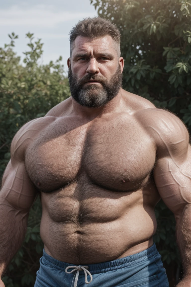 8K HIGH RESOLUTION HDR Very Extremely Realistic Very Detailed High Quality Create a professional studio-style 8K HDR Very Real photograph featuring a middle-aged daddy rugged bodybuilder muscle bears man , burly, very realy detailed hairy, 8K very realistic beared big daddy muscle bear,  and 8K very realistic detailed rugged burly man in shorts. Very Realistic detailed shorts, very realistic hair, very realistic beards, very realistic thick neck, very realistic neck lines, very realistic detailed neck, very realistic belly, very realistic burly chest, very realistic detailed hairy burly strong chest and arms, very realistic detailed hairy burly strong chest and arms, very realistic pecs, very realistic burly muscle bear body, very realistic nipples, very realistic burly muscle bear body, very realistic face, very realistic detailed face, very realistic eyes, very realistic detailed eyes, very realistic pupils, very realistic detailed pupils, very realistic nose, very realistic ears, very realistic facial features, very realistic burly arms, very realistic elbows, very realistic hands, very realistic pecs, very realistic belly, very realistic human man body, very realistic bellybutton, very realistic wrists, very realistic fingers, very realistic fingernails, very realistic shoulders, very realistic mouth, very realistic lips, very realistic detailed skin, very realistic skin, very realistic mens clothing, very realistic detailed mens clothing. 8K HDR Very Realistic Hairy Bearded Burly Muscle bear Photoshoot, A very realistic burly muscle bear man in a Farm,  8K HDR Very Realistic Intricately Detailed, 8K HDR very realistic detailed Farm surroundings, 8K HDR very realistic surroundings lighting, No Deformities, captured with a 85mm lens by a world famous photographer, 8K HDR Very Ultra Realistic and 8K HDR Very Realistic Photograph, 8K HDR Clear HDR Quality full with very realistic real details 