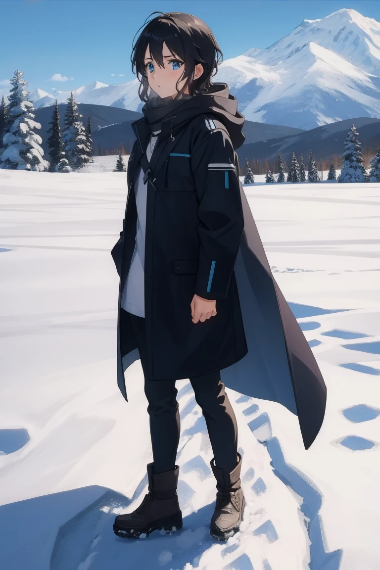 (day:1.7), Standing in front of a snow covered mountain , kirito&#39;s sister, tits, ass , sexy