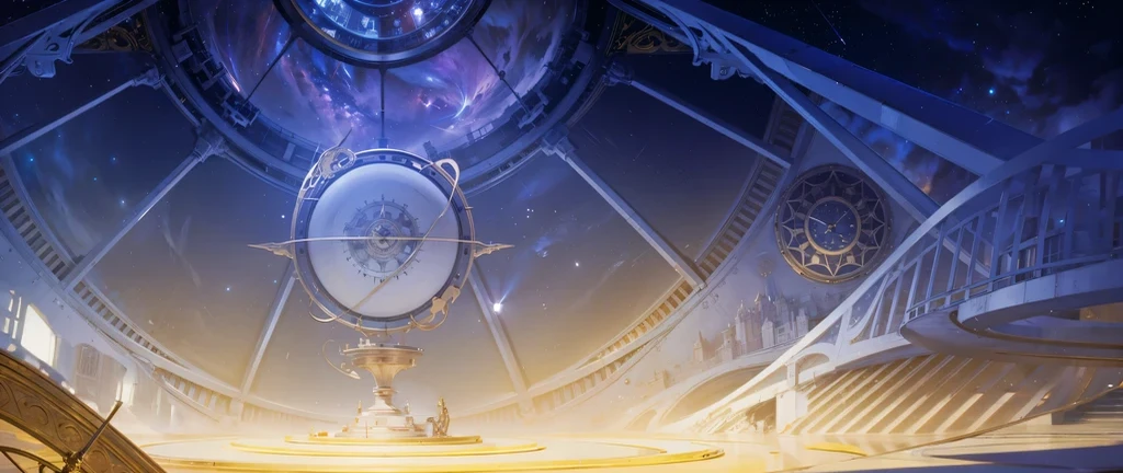 【【There is a clock on the ceiling of a building., Infinite Space Clock Background, Infinite Celestial Library, Alchemist's Library Background, background technologywork, Animation New Art Universe Display, Intricate sparkling atmosphere, background technology, Concept Art magical highlight, Kingdom of Light Background, Arena Background, anime background technology, astral background, Gorgeous border + Concept Art, Star Clocks