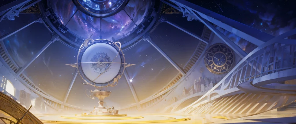 【【There is a clock on the ceiling of a building., Infinite Space Clock Background, Infinite Celestial Library, Alchemist's Library Background, background technologywork, Animation New Art Universe Display, Intricate sparkling atmosphere, background technology, Concept Art magical highlight, Kingdom of Light Background, Arena Background, anime background technology, astral background, Gorgeous border + Concept Art, Star Clocks