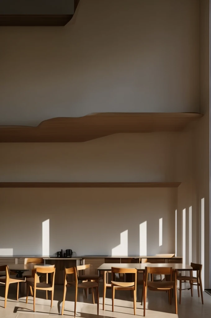 detailed cafeteria exterior, large minimalist windows, cozy and simple, minimal people, natural lighting, clean design, warm color tones, wooden furniture, inviting atmosphere, atmospheric, high quality, photorealistic, 8k, 4k, extremely detailed, hyper-realistic estilo blanco y negro diseño con líneas