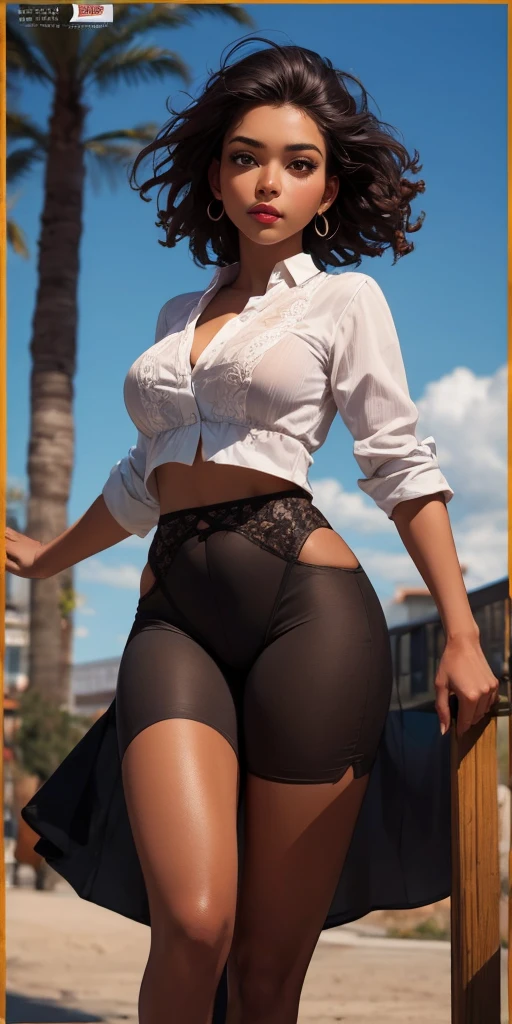 burgundy hair, brown skin, intricate laced lingerie, detailed gorgeous face, beautiful mature aboriginal girl, long braided burgundy hair, large_breast, toned stomach, ample hips, mesmerizing accentuated detailed big booty, showing midriff, (photorealistic, photorealism), (8k, RAW photo, highest quality, masterpiece, ultra-high resolution, physically-based rendering), 