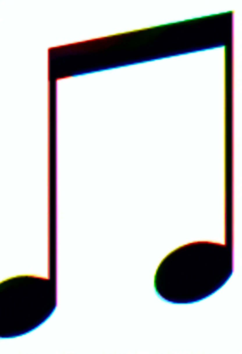 Black background, rainbow colored musical notes