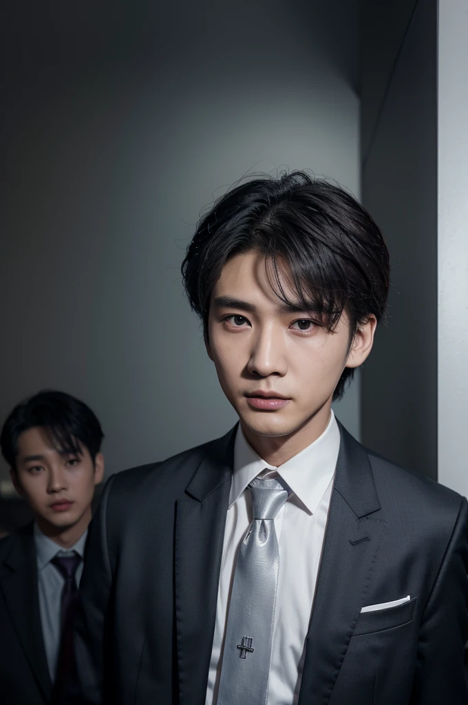 a close up of a person in a suit and tie, cai xukun, yanjun chengt, Jinyoung Shin, hyung tae, headshot profile picture, Kim Doyoung, Loong, jung jaehyun, korean artist, Taejune Kim, young wan angel, Blade the Drain Gang, delicate androgynous prince, Hong June Hyung, inspired by Yanjun Cheng