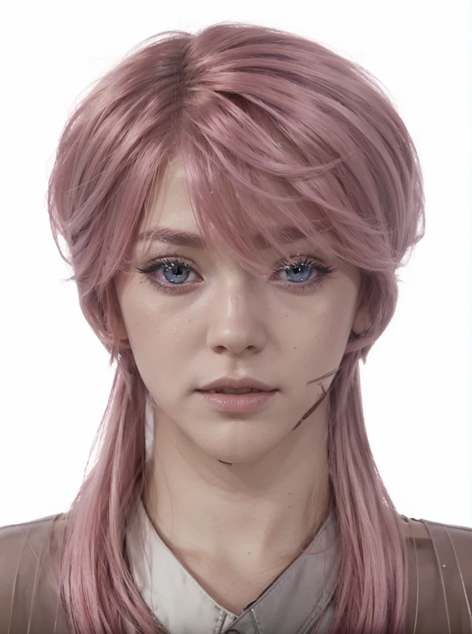 Sanzu haruchiyo, pink hair, pink long eyelashes, pink eyebrows, baby blue eyes
