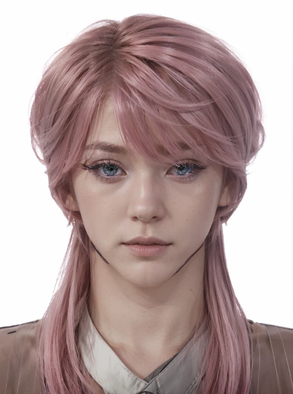 Sanzu haruchiyo, pink hair, pink long eyelashes, pink eyebrows, baby blue eyes, 1 boy, masculine.