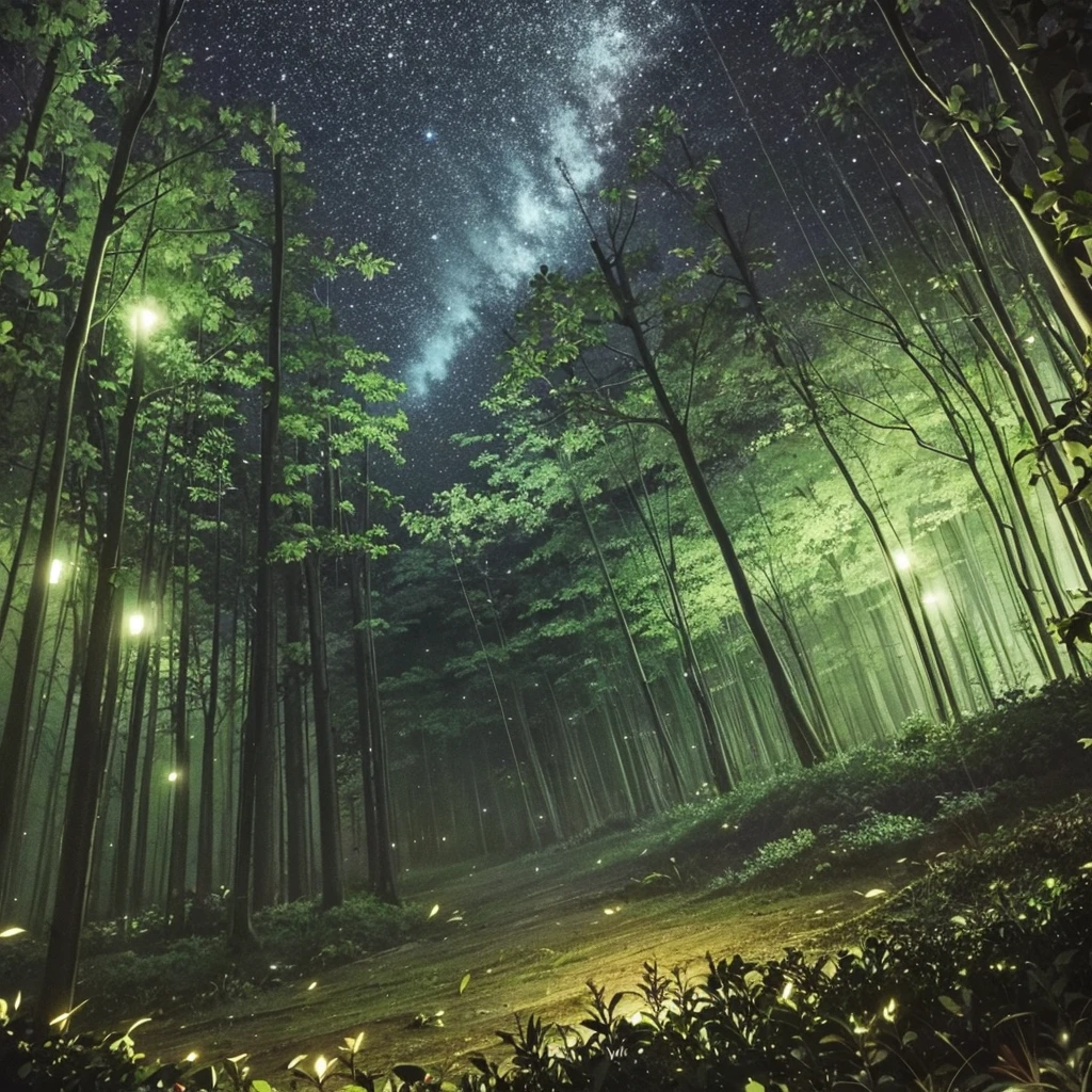 sinister dark forest at night with sinister plants
