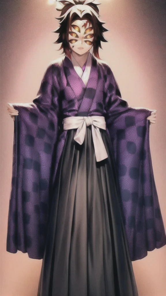 Kokushibo clothes, purple yukata , black hakama ,master piece , rim light , best quality, extremely detailed