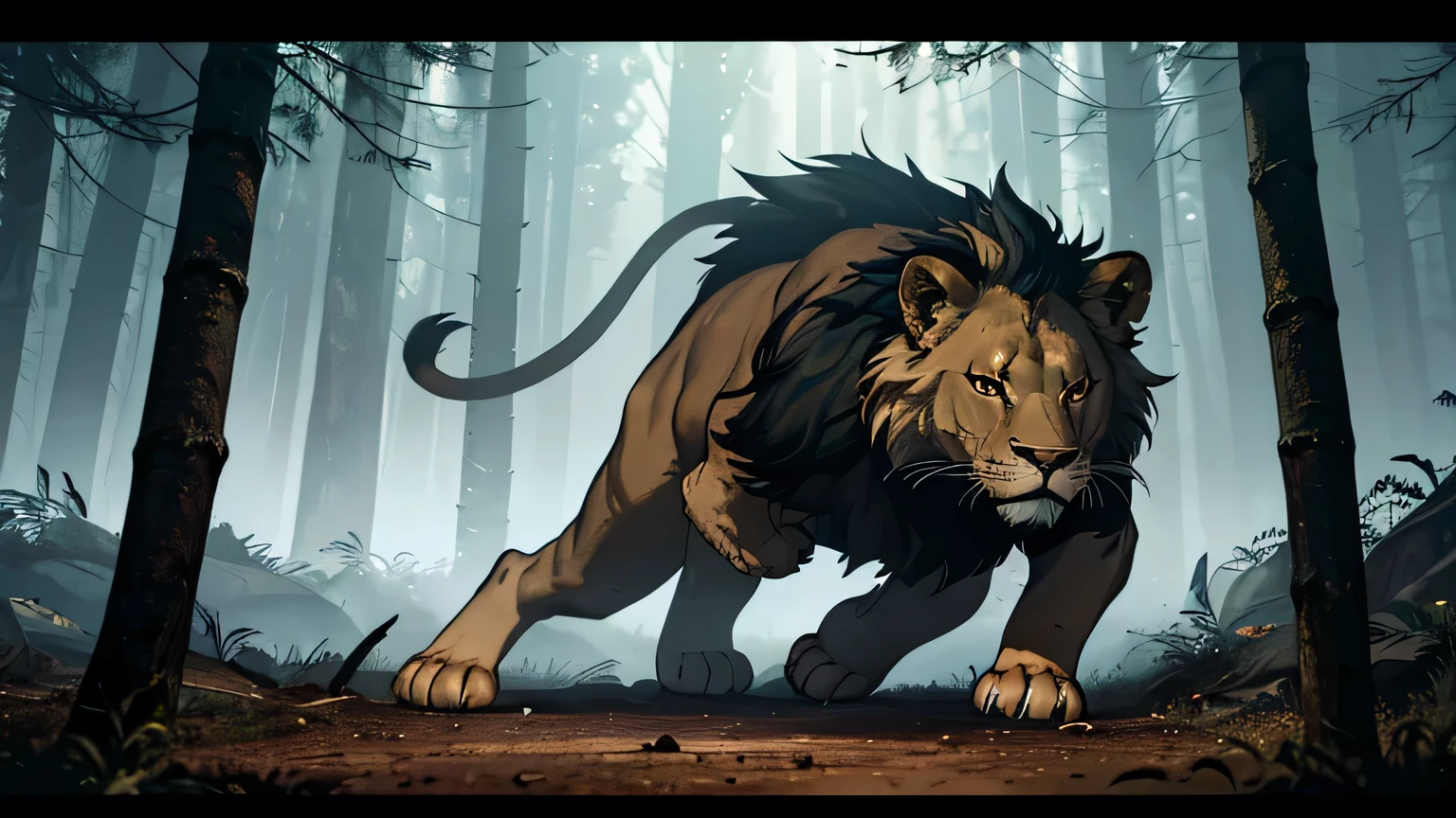 motion scene of lion paw with claws attacking in the air with violence, dark and mysterious forest background(photorealistic:1.4), (cinematic:1.3), (award winning photograph:1.2), (dramatic lighting:1.2), ultra detailed, 8K