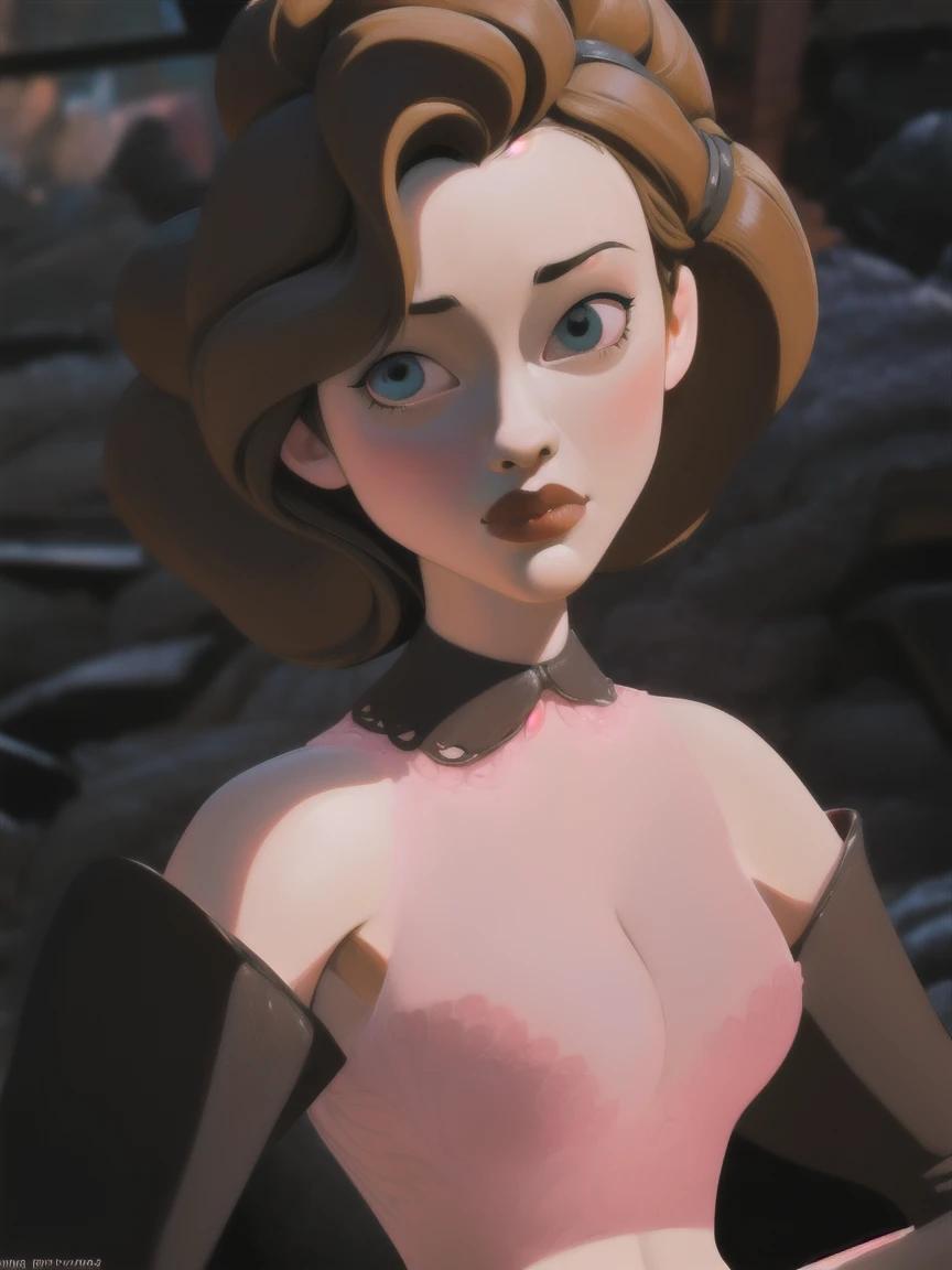 sexy art, naked woman, (detailed finished artwork, sticker), Kat Dennings' face, Annie Hughes, random hair length, elegant 50s hairstyle, naked breasts out, displaying her naked breasts in a lewd manner, lewd pose, brunette, upper body, detailed face, simple background, random color background, western cartoon-style, solo, alone, detailed expressive eyes, nsfw, uncensored, explicit nudity, rating: mature, score 9 and up, rule34 hentai, naked upper body, bare shoulders, exposed midriff, slim tiny waist, inspired by disney, detailed nipples, highly-definitve eyes with pupils,  intricate detailwork, enhanced details,