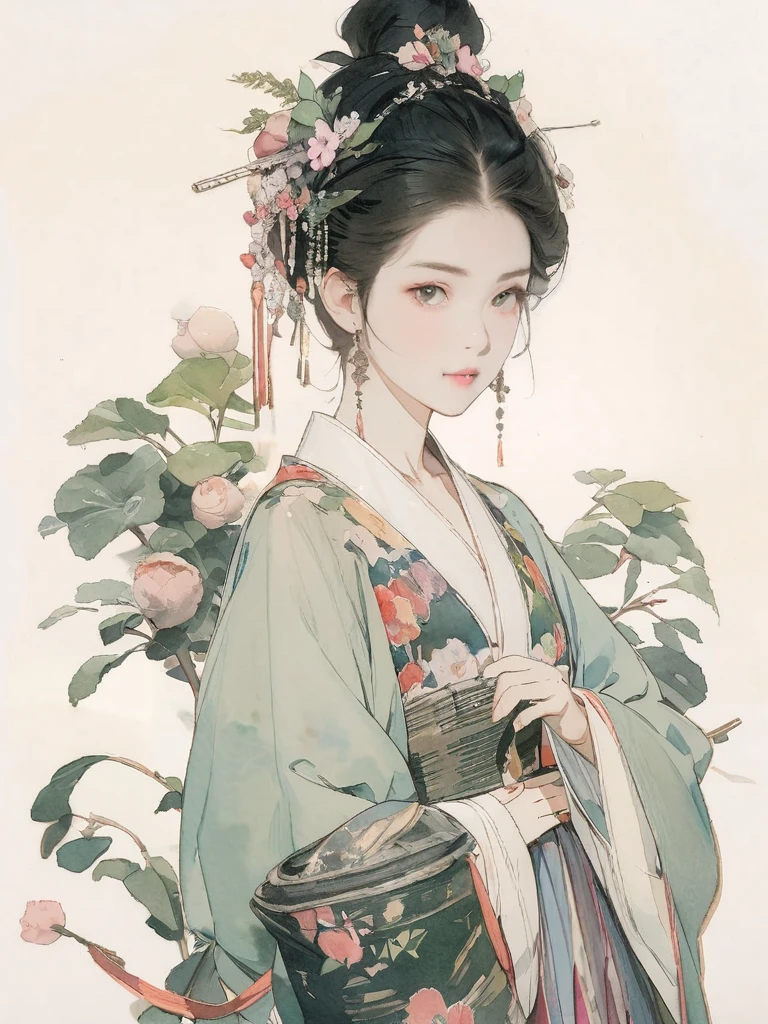(8K, best quality, masterpiece),watercolor (medium), 1girl, {Practical, original photo, Ultra-fine transparent, image, (Influenced by Yoshitaka Amano's style:1.6)}, Practical Light, Delicate skin, (Beautiful slim woman, 25 years old, Court Knight:1.5), Thin legs, Fine particles, Long white hair, Detailed fingers, Thin, Ecstasy expression, Dynamic and sexy pose, (Huge breasts:1.4), (Long skirt, Long red cape, boots:1.2),(Arcadia, Flower Storm, Many flowers:1.8), Unobscured,Beautiful scenery, (Flowers, Wind and Moon:1.5).
