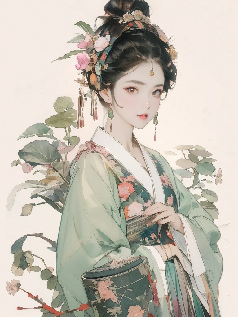 (8K, best quality, masterpiece)，watercolor (medium), 1girl, {Practical, original photo, Ultra-fine transparent, image, (Influenced by Yoshitaka Amano&#39;s style:1.6)}, Practical Light, Delicate skin, (Beautiful slim woman, 25 years old, Court Knight:1.5), Thin legs, Fine particles, Long white hair, Detailed fingers, Thin, Ecstasy expression, Dynamic and sexy pose, (Huge breasts:1.4), (Long skirt, Long red cape, boots:1.2),(Arcadia, Flower Storm, Many flowers:1.8), Unobscured，Beautiful scenery, (Flowers, Wind and Moon:1.5).