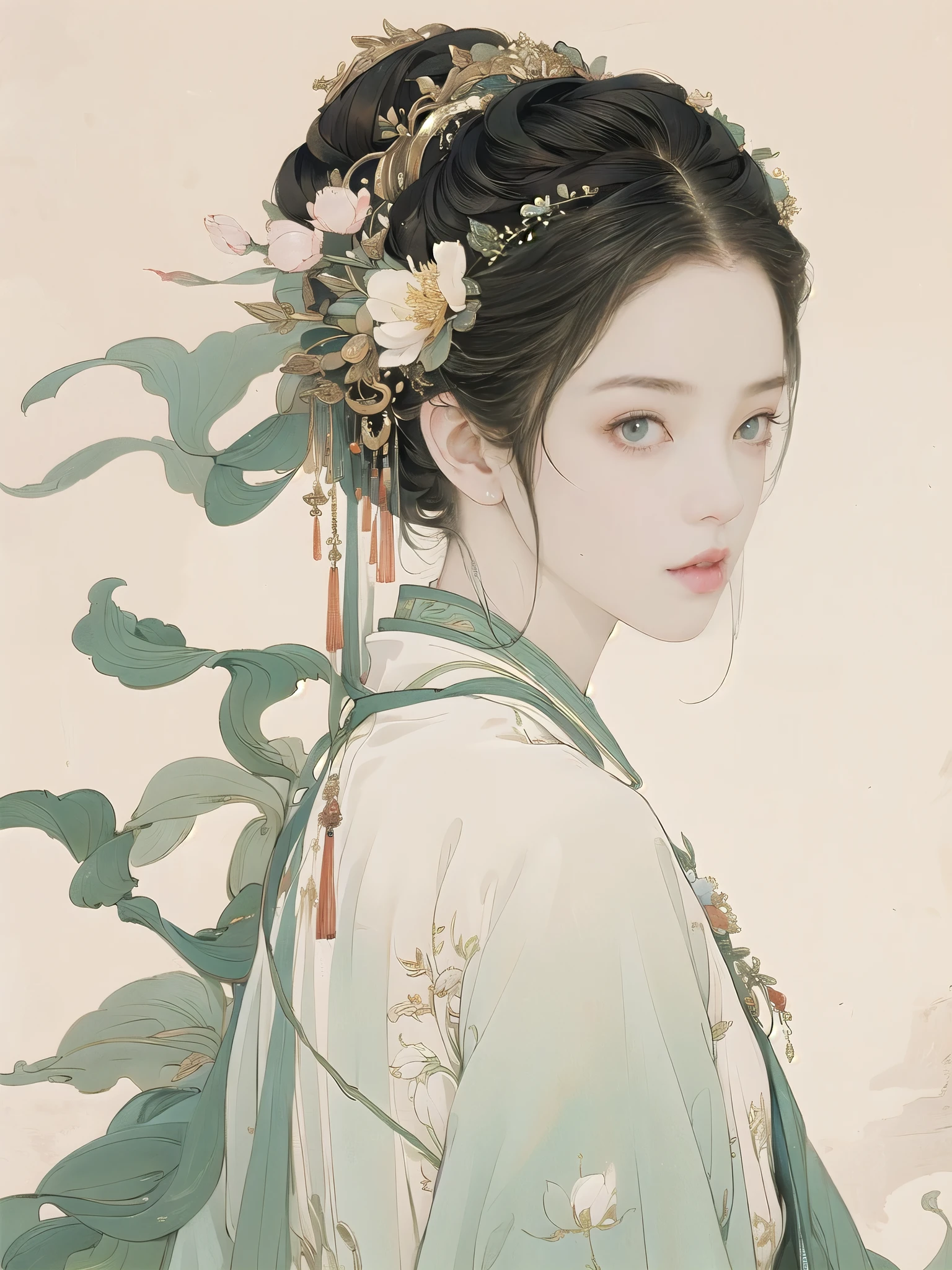 (8K, best quality, masterpiece),huaniao, {Practical, original photo, Ultra-fine transparent, image, (Influenced by Yoshitaka Amano's style:1.6)}, Practical Light, Delicate skin, (Beautiful slim woman, 25 years old, Court Knight:1.5), Thin legs, Fine particles, Long white hair, Detailed fingers, Thin, Ecstasy expression, Dynamic and sexy pose, (Huge breasts:1.4), (Long skirt, Long red cape, boots:1.2),(Arcadia, Flower Storm, Many flowers:1.8), Unobscured,Beautiful scenery, (Flowers, Wind and Moon:1.5).
