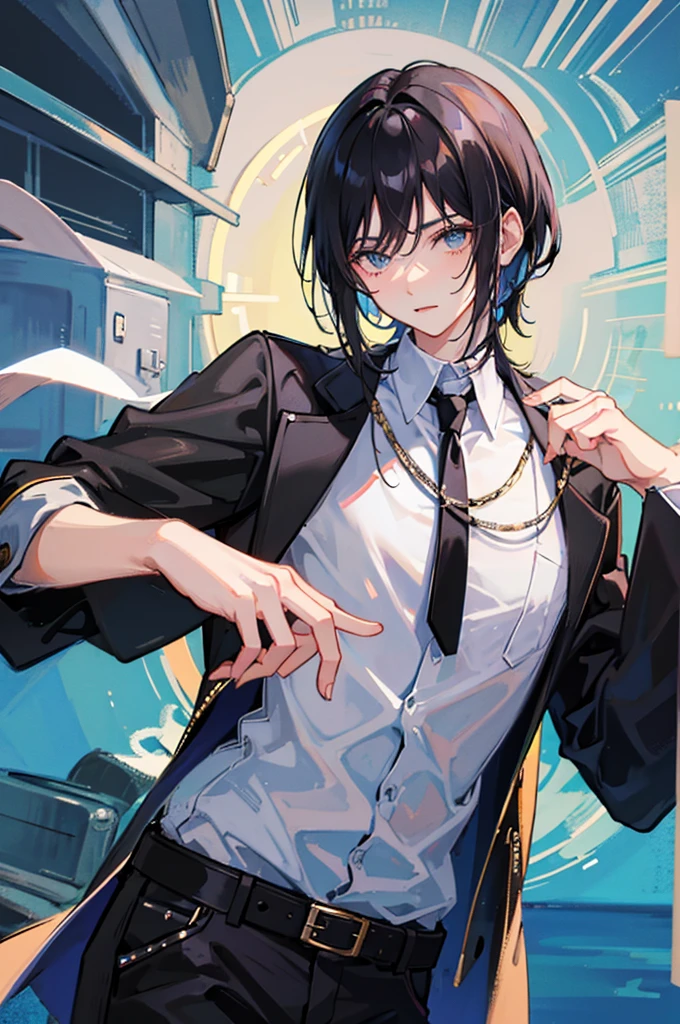 Poses, young boy, black hair