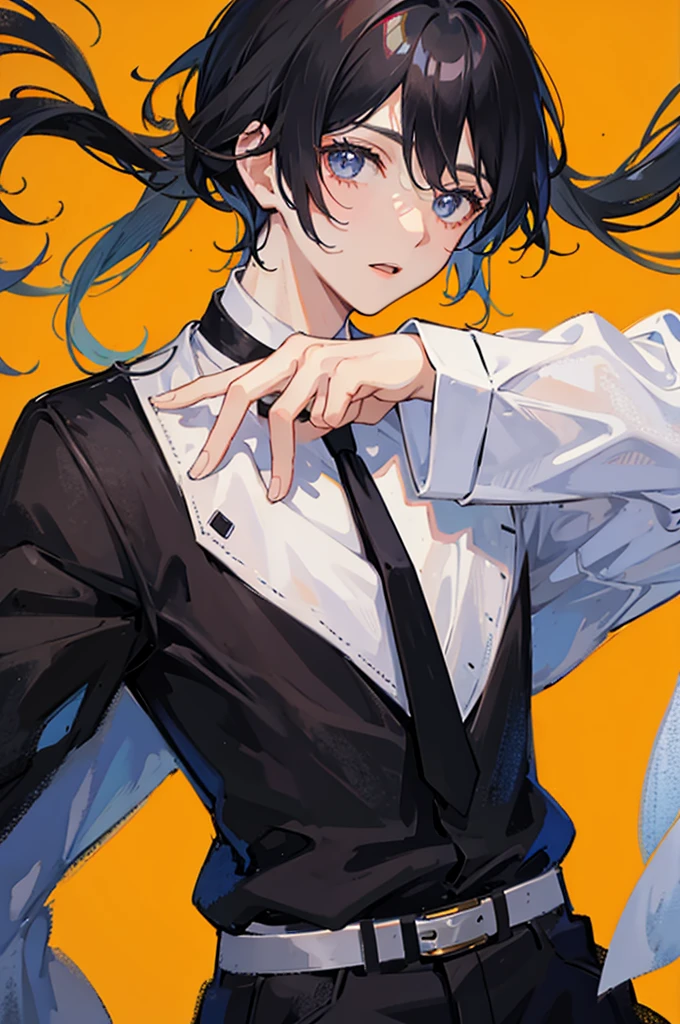 Poses, young boy, black hair