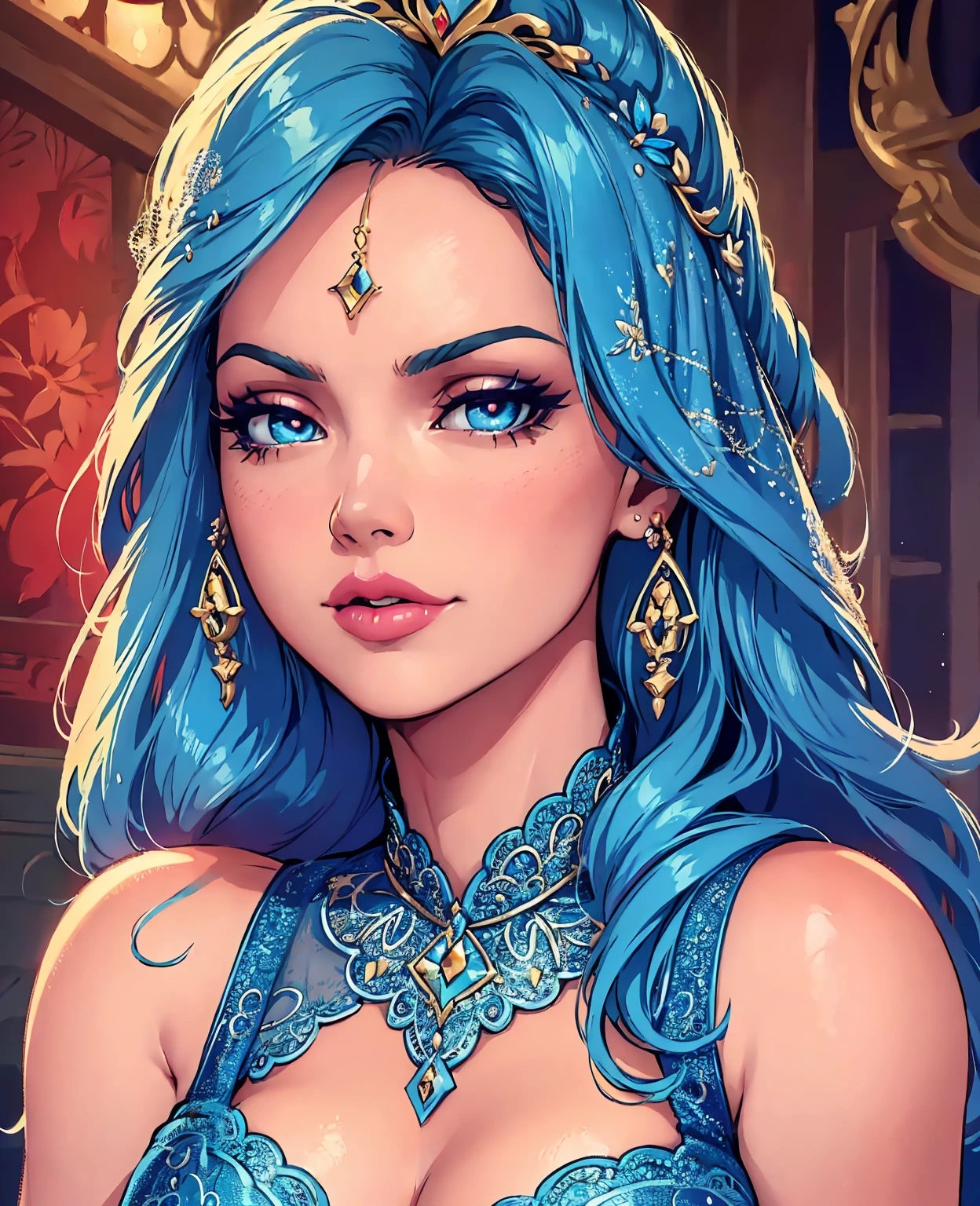 a beautiful princess, kely key, sexy woman, detailed face, detailed eyes, long eyelashes, beautiful lips, elegant dress, graceful pose, colorful fantasy background, intricate details, (best quality,4k,8k,highres,masterpiece:1.2),ultra-detailed,(realistic,photorealistic,photo-realistic:1.37),vibrant colors,dramatic lighting,cinematic composition,cinematic style,digital art