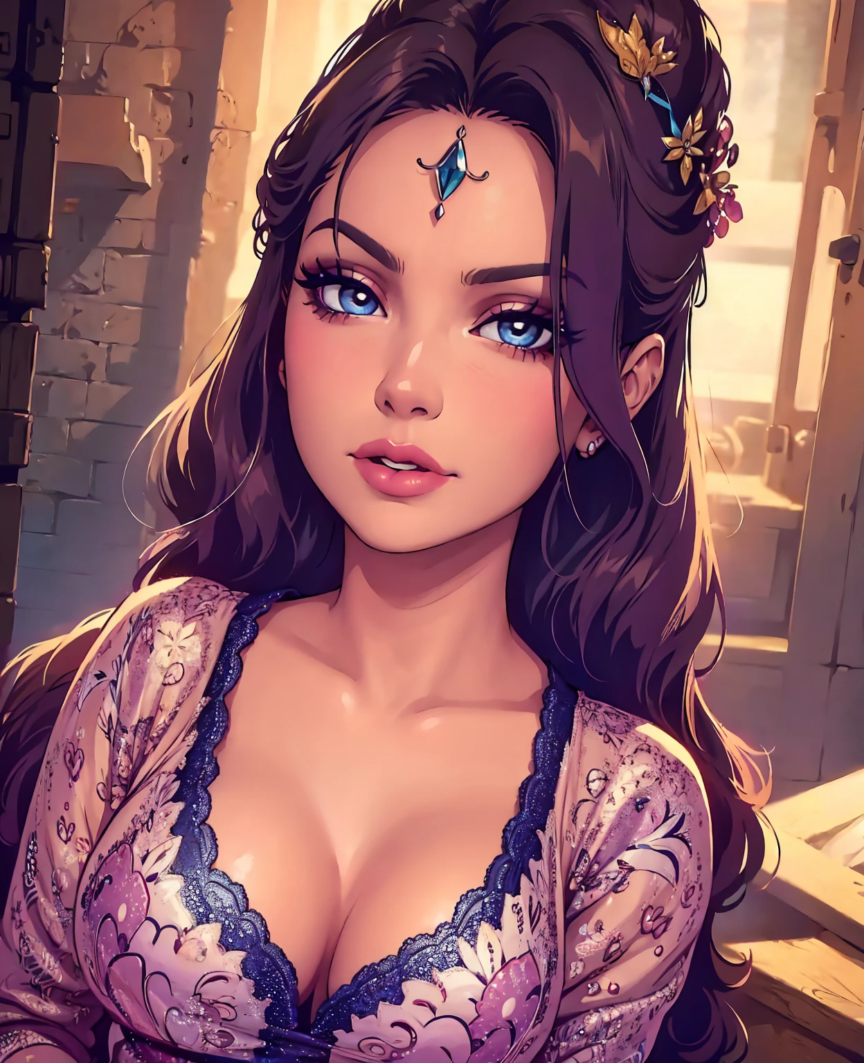 a beautiful princess, kely key, sexy woman, detailed face, detailed eyes, long eyelashes, beautiful lips, elegant dress, graceful pose, colorful fantasy background, intricate details, (best quality,4k,8k,highres,masterpiece:1.2),ultra-detailed,(realistic,photorealistic,photo-realistic:1.37),vibrant colors,dramatic lighting,cinematic composition,cinematic style,digital art