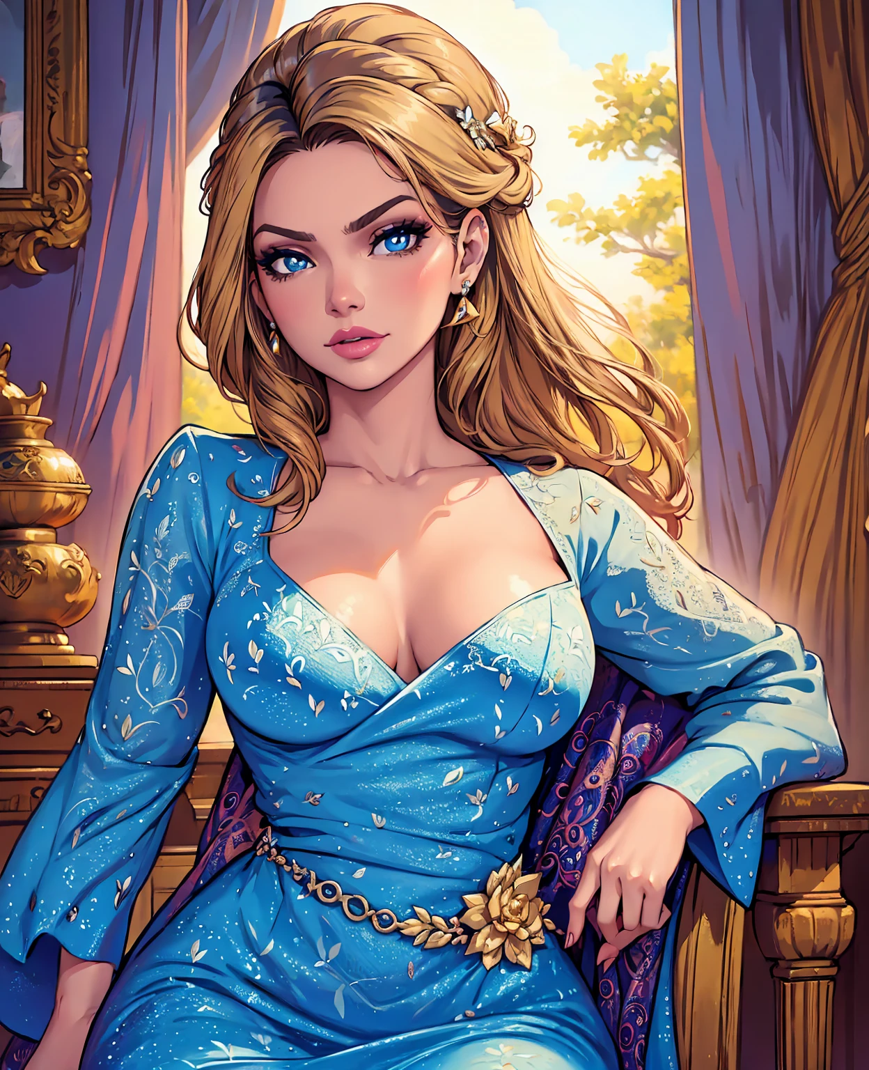a beautiful princess, kely key, sexy woman, detailed face, detailed eyes, long eyelashes, beautiful lips, elegant dress, graceful pose, colorful fantasy background, intricate details, (best quality,4k,8k,highres,masterpiece:1.2),ultra-detailed,(realistic,photorealistic,photo-realistic:1.37),vibrant colors,dramatic lighting,cinematic composition,cinematic style,digital art