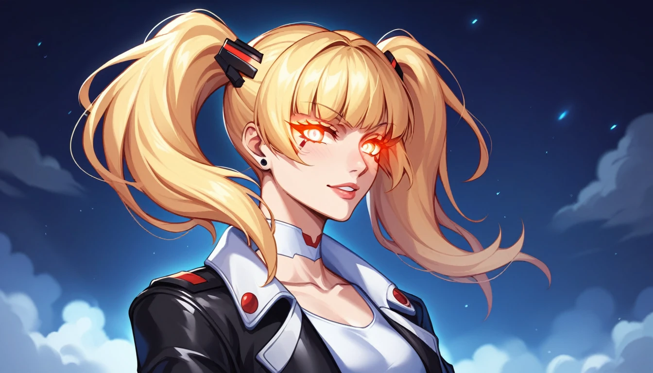 (8K, RAW Photos, Highest quality, masterpiece: 1.4), Ultra-high resolution, Very detailed, Light,Gal,big ,big Thigh,White Leather Jacket,jeans,Twin tails(blonde&Pink mix),Cool graffiti on the wall,Cyberpunk Street,Upper body close-up, One Girl,Shiny tips,White eyes, (Eyes of Terror, Glowing eyes:1.2), Terrible,dark, High Quality Shadows, Natural light, (White highライト:1.2), night, cloudy day, (at home:1.2), (floating:1.2)