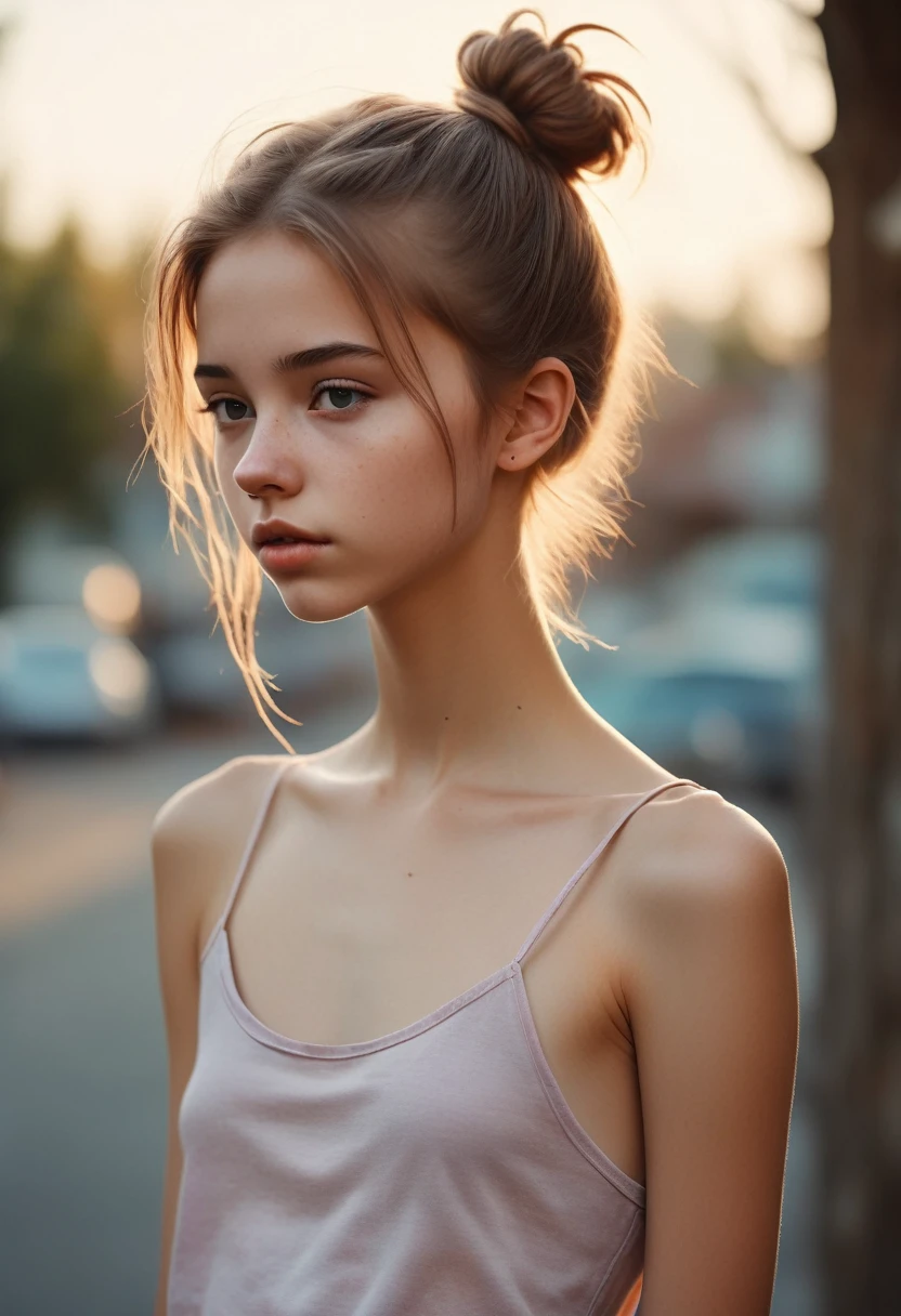 (Cinematic photo: 1.3) From (really: 1.3), (comfortable: 1.3) Beautiful 18 year old girl, (difficult messy bun of light brown hair), высокодеталFromированная текстура кожи, skinny shoulders, realistic texture кожи, looks straight into the camera, (looks at the viewer), pout, pastel, Shine, Dramatic, Dreamy, pastelный цветочный сад, Thin, skinny, gentle, Высокая деталFromация, difficult, digital painting, Fantasy theme,skinny , bare belly, Fantasy concept art , Fantasy Characters, Beautiful teenage girl, Perfect body, highly detailed full-length shot, Dreamy, pastel, watercolor, strange, gentle, highly detailed texture, realistic texture, digital painting, высокодеталFromированная фотография (art deco: 1.3), (ФотореалFromм: 1.3), (Классический реалFromм: 1.3), (Fujifilm Superia: 1.3), Natural, golden hour light