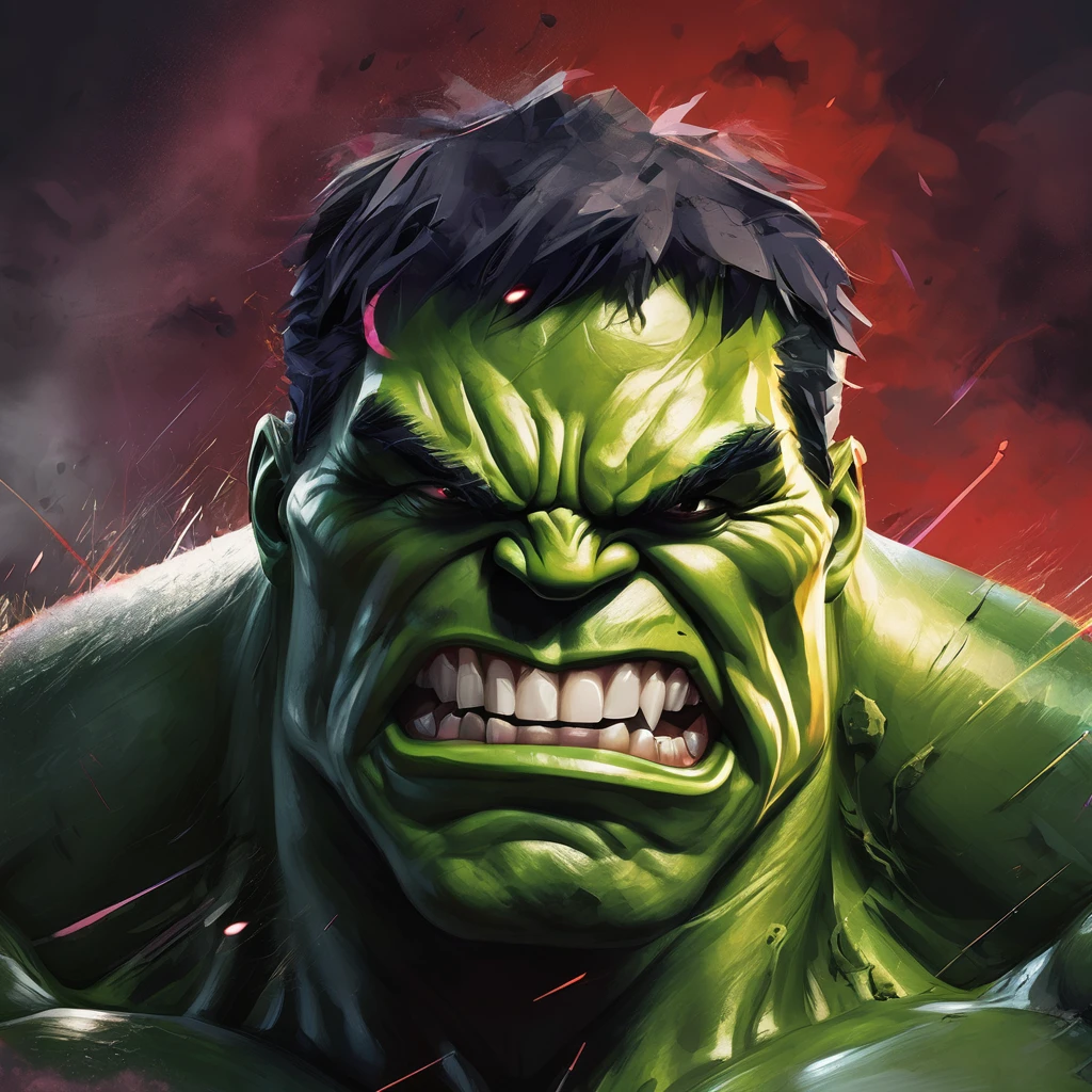 Create a portrait of hulk as evil villain 