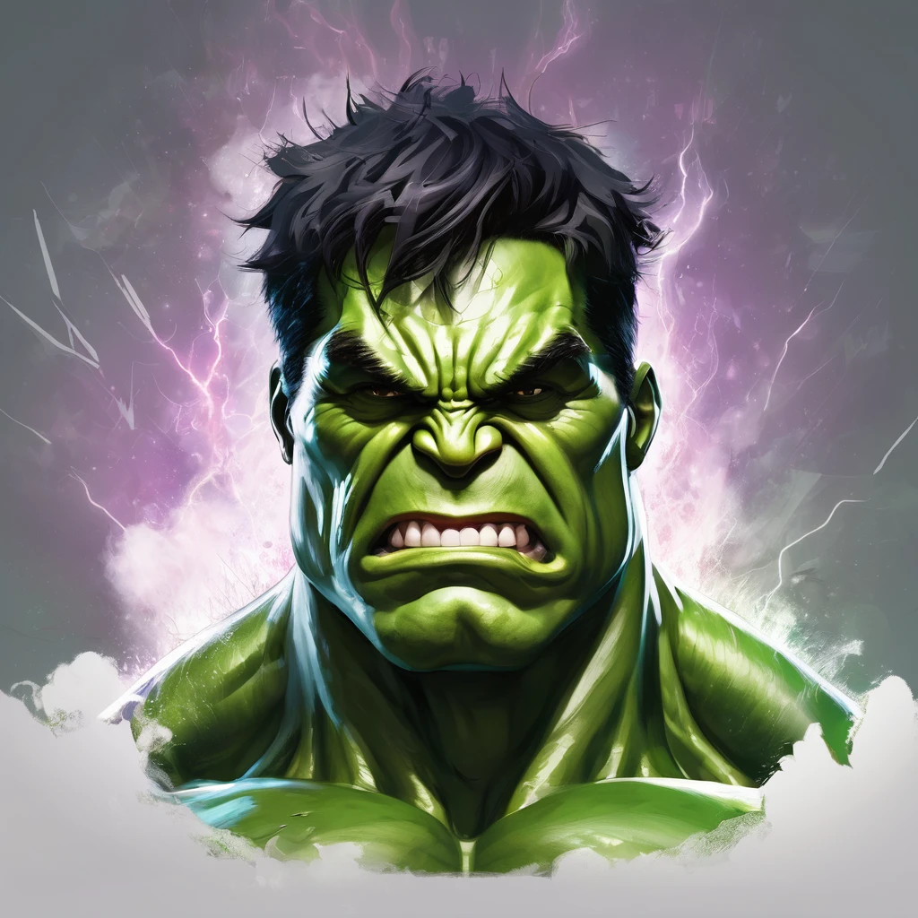 Create a portrait of hulk as evil villain