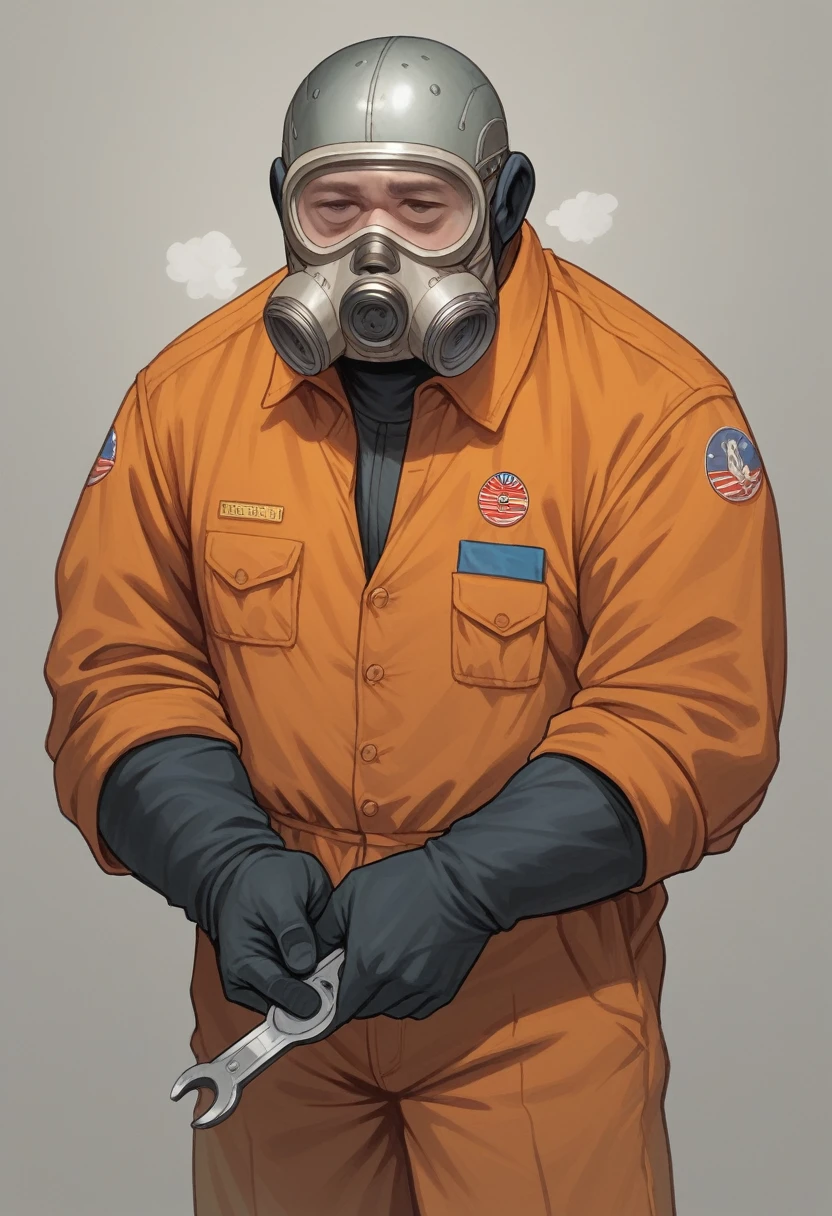 (Best quality, masterpiece: 1,1), Fantastic view of a humanoid alien, repairing a space rover, orange jumpsuit, breathing mask, in the hands of a monkey wrench, hyperrealistic, insanely detailed, this masterpiece of digital art can be compared with the wonderful works of Artgerm, Greg Rutkowski and Alphonse Mucha.