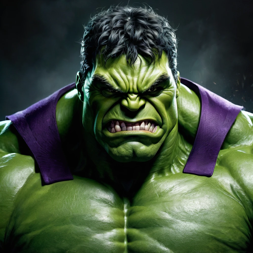 Create a portrait of hulk as evil villain 