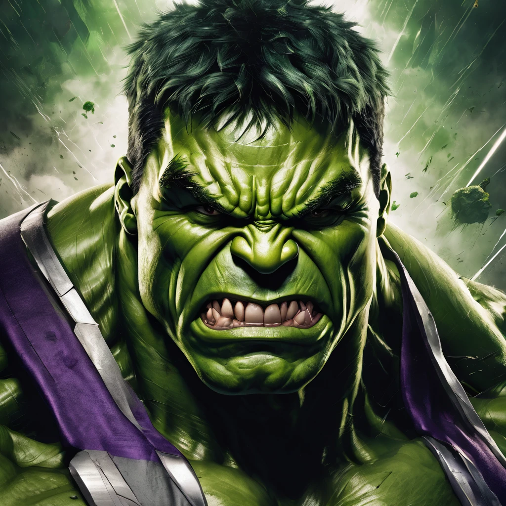 Create a portrait of hulk as evil villain